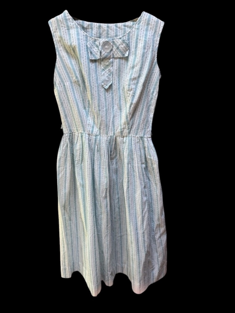 1950s Cotton Swiss Dot Left Metal‎ Side Zip Dress